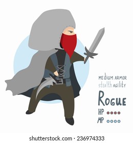 Fantasy rogue holds daggers, eps8.