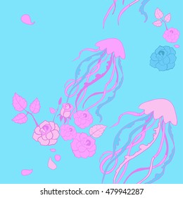 Fantasy roses and jellyfish pattern