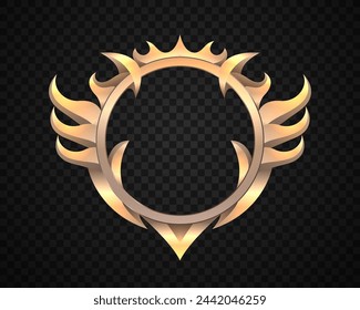 Fantasy Round Shape Golden Vintage Frame on Dark Background