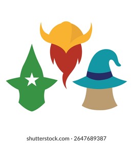 Fantasia RPG Personagem Chapéus Coleção Vetor