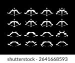 Fantasy RPG Game Logo Icon Set, bow ranged archery elemental weapon