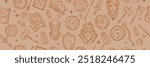 Fantasy RPG game seamless pattern, dungeon dragon vector web banner, medieval weapon, shield, axe. Role playing doodle background, magic book, sword, wizard staff. Adventure fantasy pattern print
