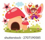 Fantasy Scene With Cute Fairy