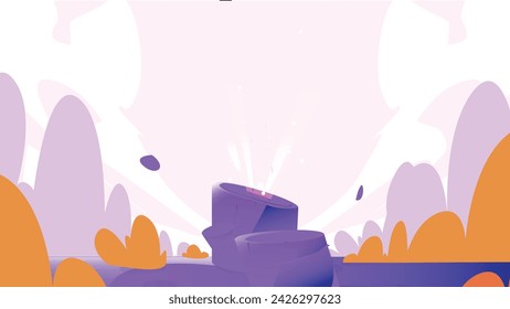 fantasy scene with rocks and light inside the rock. Fantasy landscape 