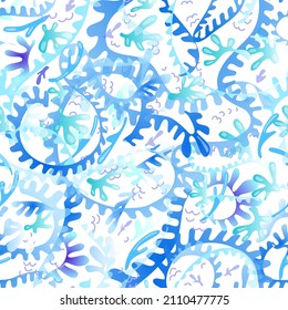 Fantasy sea abstract elements. Seamless pattern