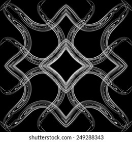 Fantasy  seamless pattern  with abstract flower.Black and white modern background.