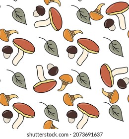Fantasy seamless pattern of color mushrooms for wrapping paper design or any kind of design. 