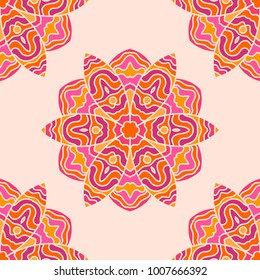 Fantasy seamless pattern with colorful flowers. Vector illustration.