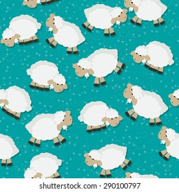 Fantasy seamless pattern design with sheep on a starry field