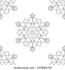 Fantasy seamless pattern with ornamental mandala. Abstract round doodle flower background. Floral geometric circle. Vector illustration. 