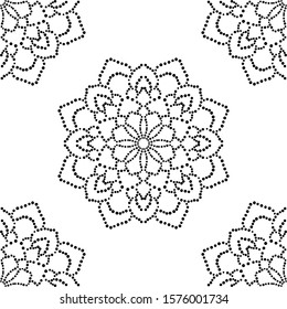 Fantasy seamless pattern with ornamental mandala. Abstract round doodle flower background. Floral geometric circle. Vector illustration. 