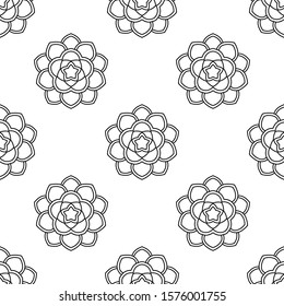 Fantasy seamless pattern with ornamental mandala. Abstract round doodle flower background. Floral geometric circle. Vector illustration. 