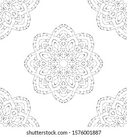 Fantasy seamless pattern with ornamental mandala. Abstract round doodle flower background. Floral geometric circle. Vector illustration. 