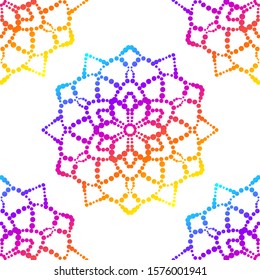 Fantasy seamless pattern with ornamental mandala. Abstract round doodle flower background. Floral geometric circle. Vector illustration. 