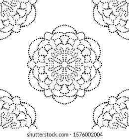 Fantasy seamless pattern with ornamental mandala. Abstract round doodle flower background. Floral geometric circle. Vector illustration. 
