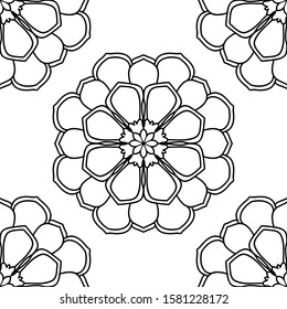 Fantasy seamless pattern with ornamental mandala. Abstract round doodle flower background. Floral geometric circle. Vector illustration.  