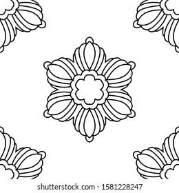 Fantasy seamless pattern with ornamental mandala. Abstract round doodle flower background. Floral geometric circle. Vector illustration.  