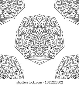 Fantasy seamless pattern with ornamental mandala. Abstract round doodle flower background. Floral geometric circle. Vector illustration.  