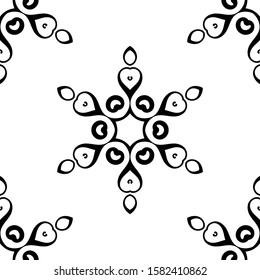 Fantasy seamless pattern with ornamental mandala. Abstract round doodle flower background. Floral geometric circle. Vector illustration.  
