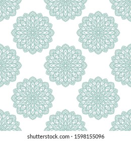 Fantasy seamless pattern with ornamental mandala. Abstract round doodle flower background. Floral geometric circle. Vector illustration.  