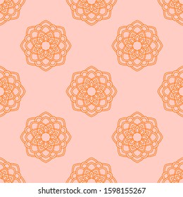 Fantasy seamless pattern with ornamental mandala. Abstract round doodle flower background. Floral geometric circle. Vector illustration.  