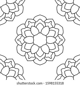 Fantasy seamless pattern with ornamental mandala. Abstract round doodle flower background. Floral geometric circle. Vector illustration.  