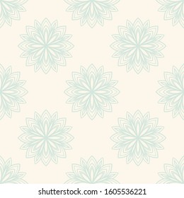 Fantasy seamless pattern with ornamental mandala. Abstract round doodle flower background. Floral geometric circle. Vector illustration.  