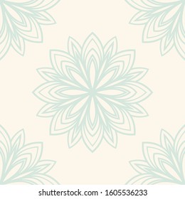 Fantasy seamless pattern with ornamental mandala. Abstract round doodle flower background. Floral geometric circle. Vector illustration.  