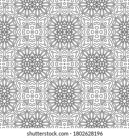 Fantasy seamless pattern with ornamental mandala. Abstract round doodle flower background. Floral geometric circle. Vector illustration.   