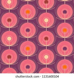 fantasy seamless pattern with stylized peacocks feathers in pink shades