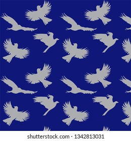 Fantasy seamless patterns with birds-Vector graphics