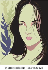 fantasy seren plain girl in tiger eyes staring with unstable emotion struggle of questioning