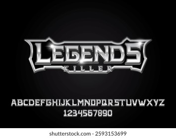 fantasy silver metallic game logo legends killer text effect with a frame and gothic font