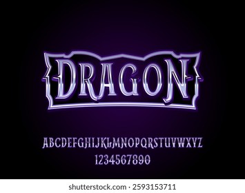 fantasy silver violet dragon logo text effect