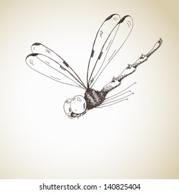 Fantasy sketch of dragonfly
