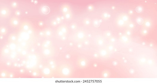 Fantasy Sky Background with Cute Rainbow. Vector Pink Clouds in Realistic Style. Baby Unicorn Wallpaper.