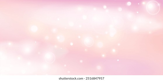 Fantasy Sky Background. Vector Pink Clouds in Realistic Style. Baby Unicorn Wallpaper