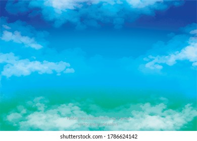 Fantasy sky created with a light green vector and pastel colors