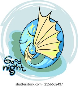 Fantasy sleeping fish. Good night