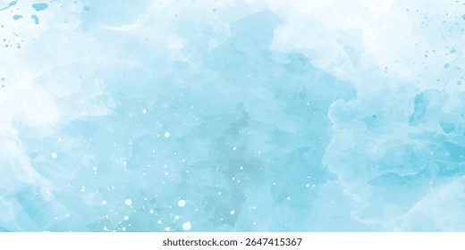 Fantasia suave cor do céu, tons brancos e papel aquarela do céu ilustração texturizada para design grunge, vintage cartão, modelos. Pastel tinta cores efeito molhado mão desenhado tela aquarelle fundo