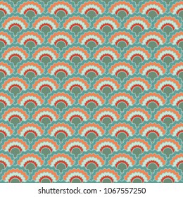Fantasy snake skin scales squama background, vector seamless fabric pattern, tiled textile print. Typical japanese squama scales seamless arc tiles ornament. Reptile skin pattern.