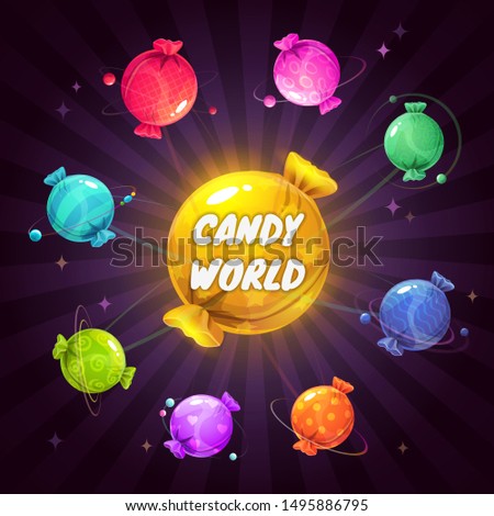 Fantasy solar system with coloeful candies.
