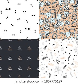 Fantasy space. Hand drawing. Vector illustration. Different  combinations of patterns.