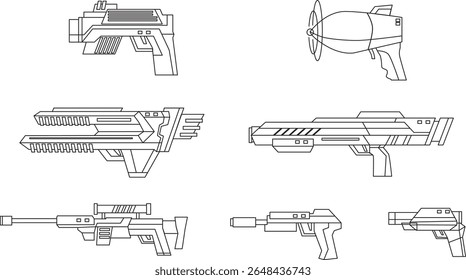 Espacio de fantasía de alta tecnología de armas de línea de arte Set
