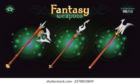 Fantasy Spear Collection für Fantasy-Rollenspiele und mittelalterliche Spiele - Vektorgrafik 