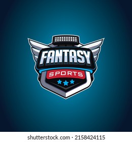 Fantasy Sport Logo On Blue Background