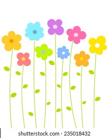 Fantasy spring flowers growing. Vector illustration