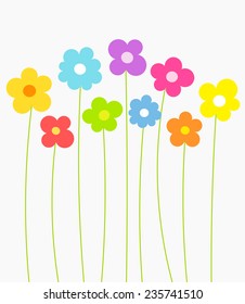 Fantasy spring flowers growing. Vector illustration