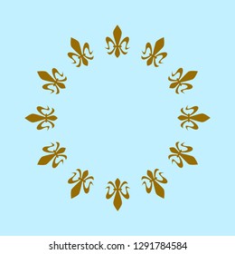 Fantasy square blue flag with golden heraldic lions, royal, bourbon lily, a symbol of peace, unity and greatness