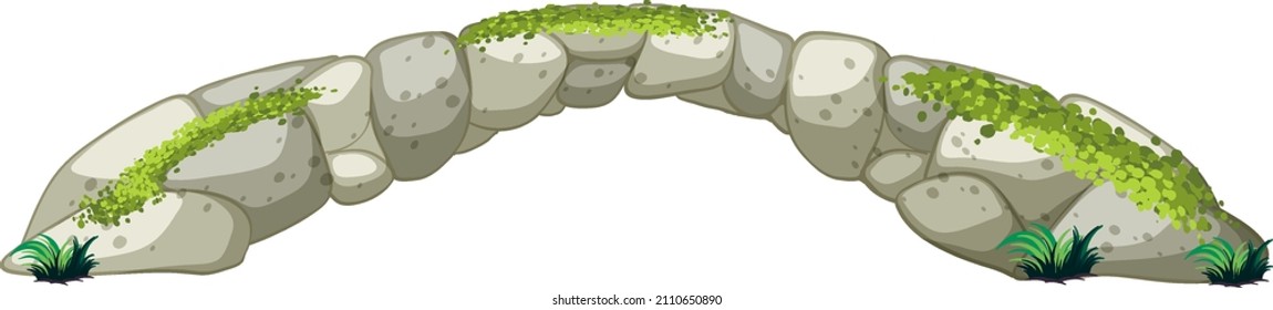Puente de piedra fantasmal aislado en ilustración de fondo blanco